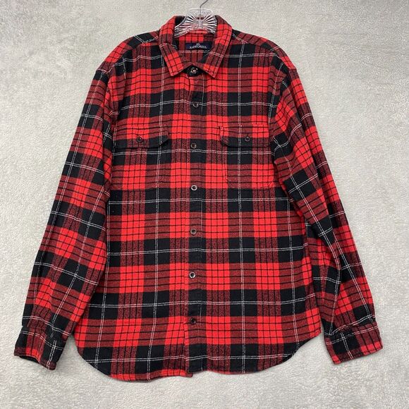 Rainforest Shirt Mens L Red Plaid Flannel Shacket Cotton Button Up Lumberjack - Picture 1 of 9